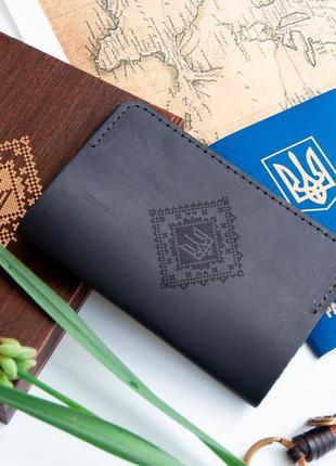 Кожаная обложка на паспорт с патриотической гравировкой