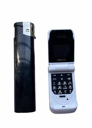 Маленький мобільний телефон розкладачка long-cz j9 білий3 фото
