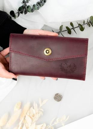Стильний жіночий шкіряний гаманець з гравіюванням6 фото
