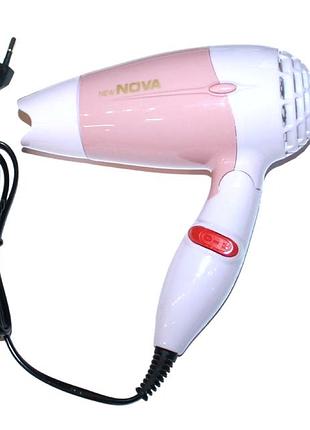 Фен дорожный раскладной для волос с насадкой nova nv-662/1000w/13см/17см