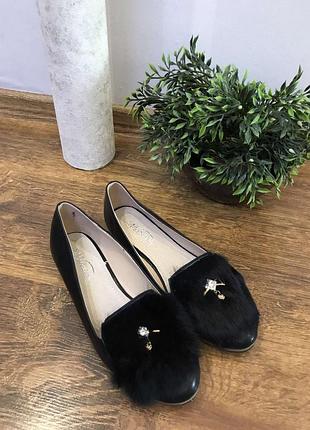 Балетки с мехом автоледи ,меховые слипоны