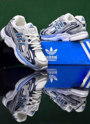 Мужские кроссовки в стиле adidas response white blue silver адидас эко-кожа сетка белые серебристые с голубым ( весенние, летние )