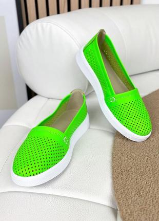 Яскраві шкіряні есрадрильї колір лайм