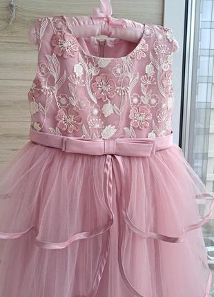 Нарядное пышное  розовое платье барби 8-9л7 фото