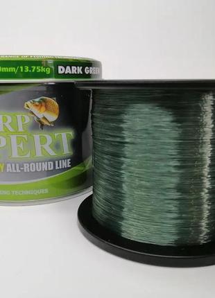 Леска carp expert 1200 м 0.40 мм dark green волосінь коропова фідерна для риболовлі1 фото