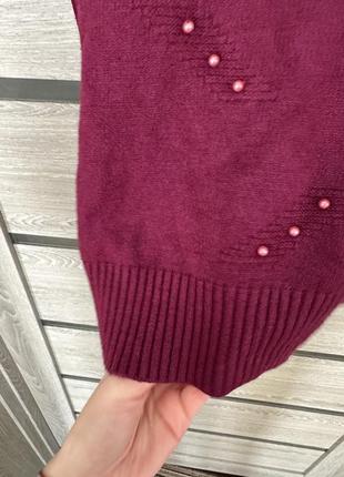 Туніка /светр бордового кольору с бусінками,розмір хл,підійде на м/л/хл ,дуже тепла і приємна до тіла,нова4 фото