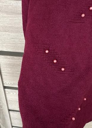 Туніка /светр бордового кольору с бусінками,розмір хл,підійде на м/л/хл ,дуже тепла і приємна до тіла,нова1 фото