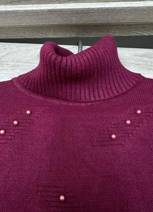 Туніка /светр бордового кольору с бусінками,розмір хл,підійде на м/л/хл ,дуже тепла і приємна до тіла,нова6 фото