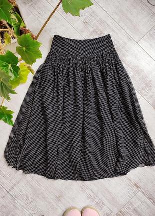 Шелковая свободная миди юбка в горошек от alba moda