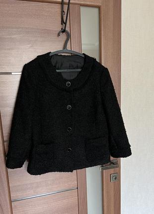 Стильный твидовый пиджак жакет  куртка размер м твид черный барашек4 фото