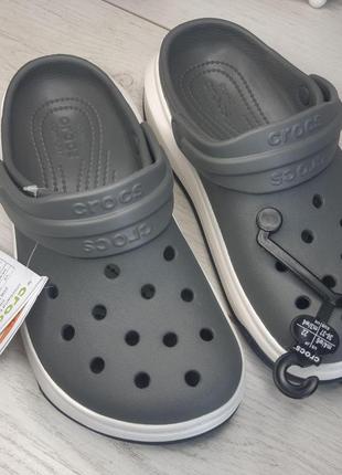 Крокс крокбэнд фул форс клог платформ серые crocs crocband full force clog slate gray