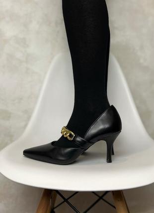 Туфли с цепочками m&s collection marks & spencer размер 39 на каблуках kitten heels китен хилс удобные острый носок на широкую ножку