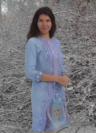 Платье валяное девушка зима6 фото