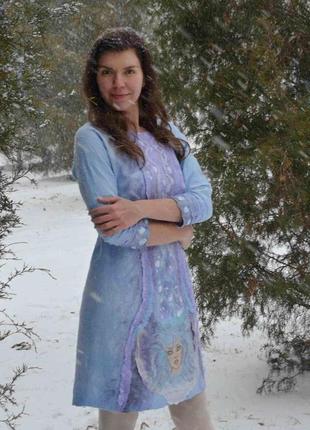Платье валяное девушка зима4 фото