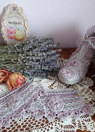 Вязаные манжеты бохо, ирландское кружево3 фото