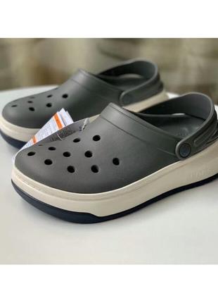 Крокс крокбэнд фул форс клог платформ серые crocs crocband full force clog slate gray