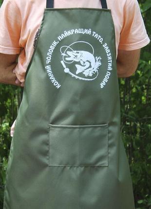 Фартук оливковый (рейнар) с вашим принтом - завзятий повар