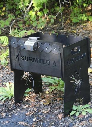 Мангал автоматический с гравировкой на 6 шт - птица