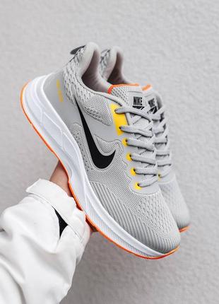 Чоловічі легкі кросівки в стилі nike zoom grey orange найк зум сірі з оранжевим текстиль сітка весна-літо 40-445 фото