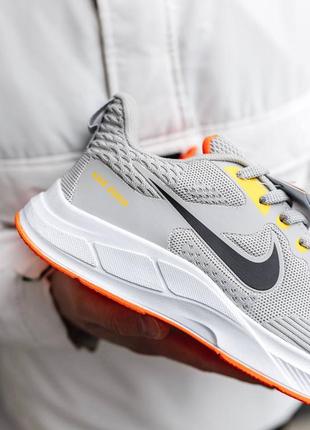 Мужские легкие кроссовки в стиле nike zoom grey orange найк зум серые с оранжевым текстиль сетка весна-лето 40-447 фото