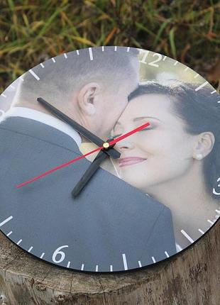 Настенные часы с гравировкой, часы 08 с вашими фото / уф печать