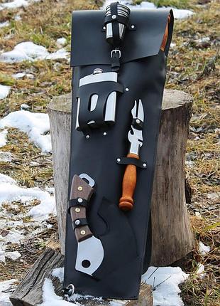 Набір шампурів для гриля в ексклюзивному шкіряному чорному чохлі