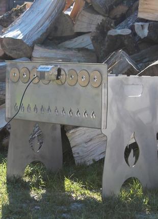 Мангал автоматический из нержавейки на 8 шампуров с гравировкой (10846065)3 фото