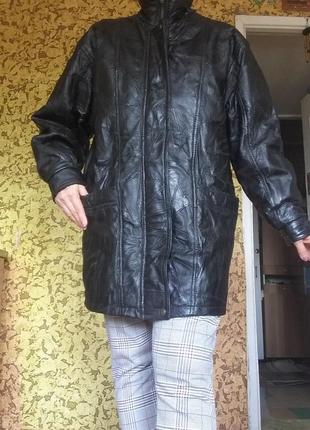 Куртка кожаная черная длинная кожаная длинная черная 46 м размер1 фото