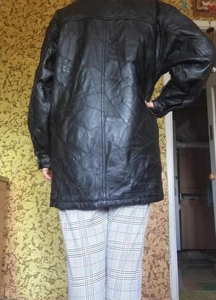 Куртка кожана чорна довга кожаная длинная черная 46 м розмір5 фото