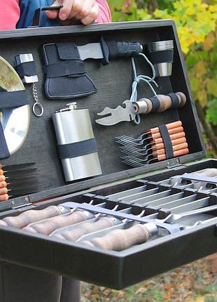 Набор шампуров в деревянной коробке сотник (sp00394) с гравировкой