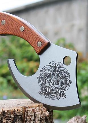 Нож-топорик кухонный из стали 65 г для ребер с гравировкой №2 (sp00680)