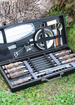 Набор для гриля и барбекю в деревянном кейсе "буковина" (sp00494)