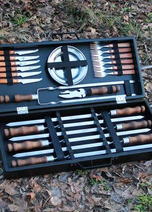 Набор для гриля и барбекю "базовый" в деревянном кейсе с печатью (уф/uv друк)