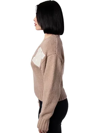 Светр off-white logo patch v-neck knitted jumper 3
