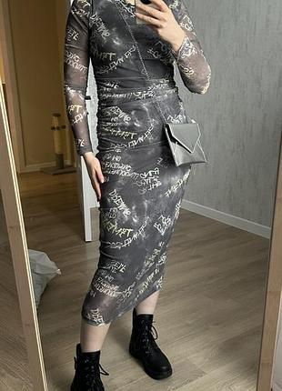 Платье серое de facto миди