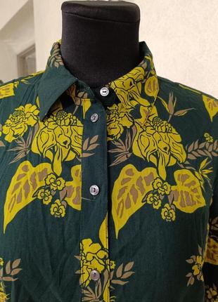 Scotch &amp; soda рубашка зеленая в принт листьев maison scotch винтаж ретро трендовая6 фото