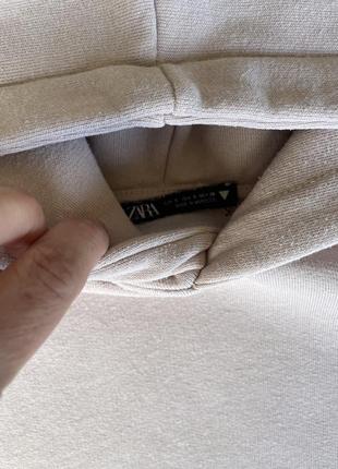 Zara балахон худи кофта тепла s с бежевый свитшот толстовка2 фото