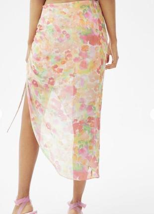 Юбка юпка юбка с драпировкой бершка разноцветная асимметричная мыды хс стиль нулевых нулевые4 фото