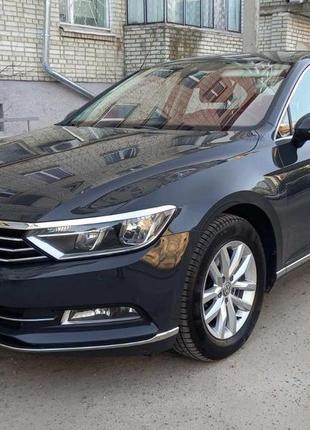 Накладки на передний бампер (2015-2018, 3 шт, нерж) omsaline - итальянская нержавейка для volkswagen passat b8