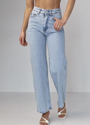 Женские прямые джинсы straight нежно голубые коттоновые