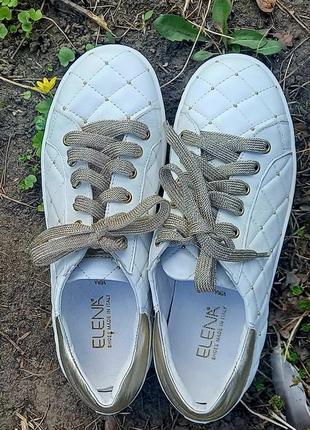 Белые кроссовки elena shoes made in italy (кожа 100%)6 фото
