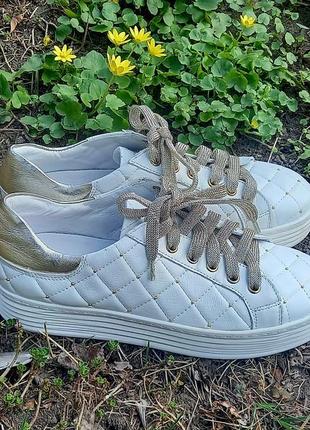 Белые кроссовки elena shoes made in italy (кожа 100%)2 фото