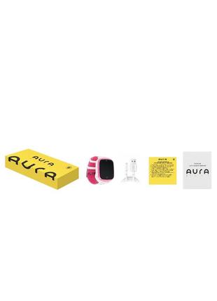 Детские телефон-часы с gps трекером aura a2 wi-fi pink