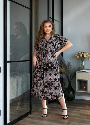 630 грн💣женское платье сарафан батал с поясом миди с коротким рукавом