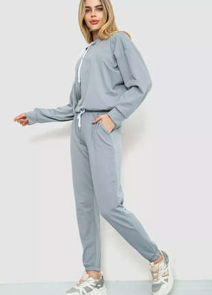 Спорт костюм женский однотонный, цвет светло-серый, 182r011-13 фото