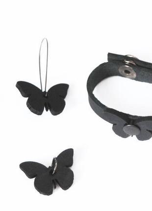 Шкіряний браслет з метеликом від майстерні wild4 фото
