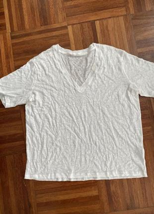Большой размер льняная базовая блуза футболка лен h&amp;m 52-54 xl