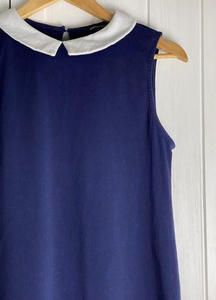 Сукня, сарафан трапеція синій з комірцем, у шкіл ному стилі2 фото
