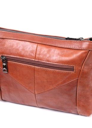 Жіноча шкіряна сумка середнього розміру на одне відділення vintage 22566 світло-коричневий4 фото
