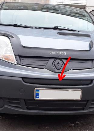 Зимняя средняя накладка на решетку (сверху номера) 2001-2007, глянцевая для renault trafic